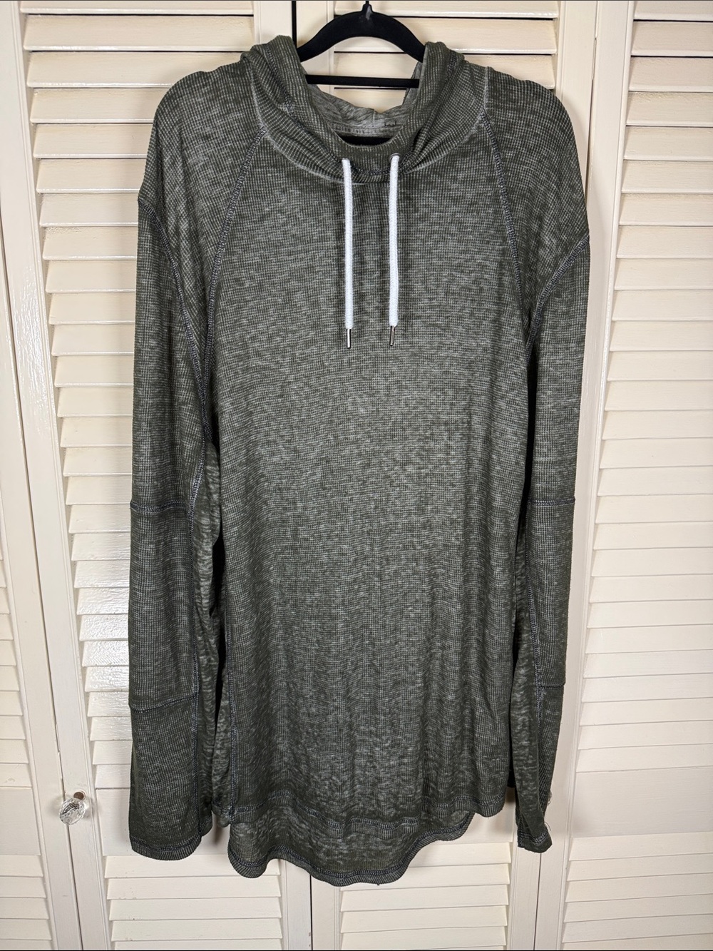 Buckle Black Men's Waffle Knit Thermal Hoodie XL Heathered Sage Green